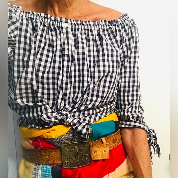 Caution To The Wind Tops - Summer Crop Top 100% Cotton Gingham by Caution to the Wind Size Small